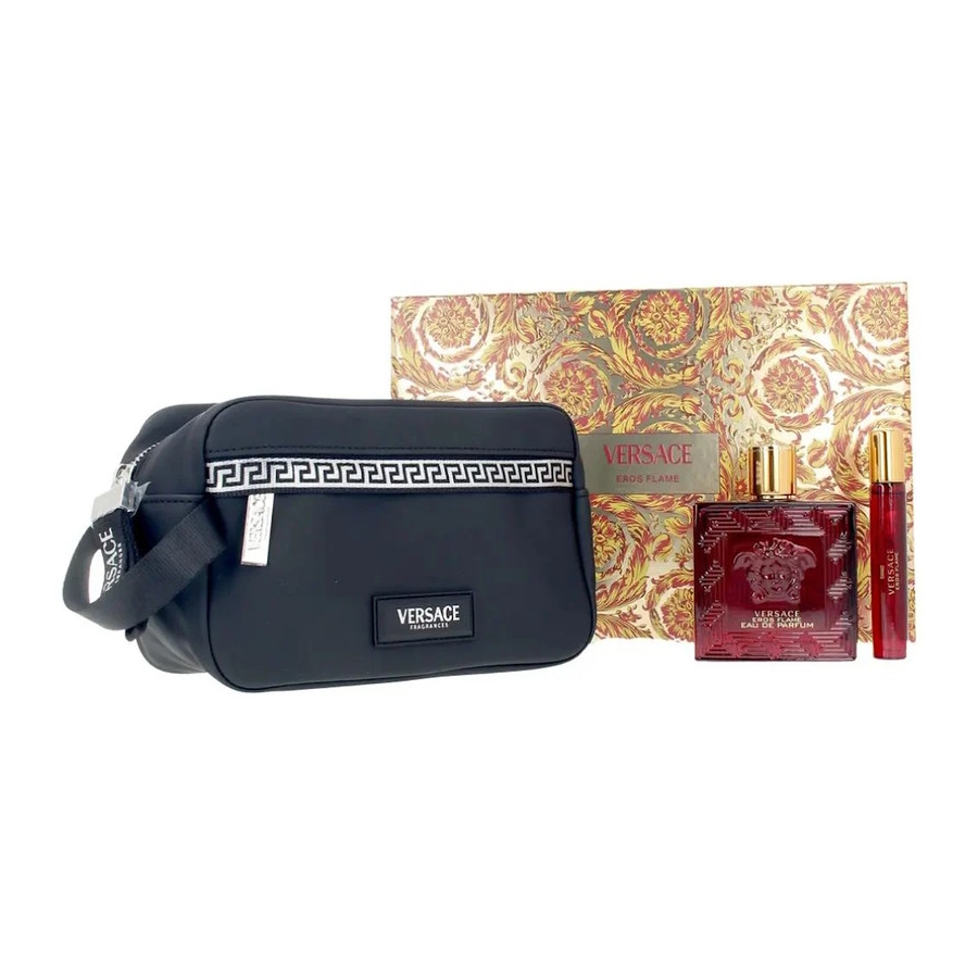 Versace Eros Flame 3.4oz EDP Spray, 0.3oz EDP Spray, Trousse Man Men 3 Pc Gift Set